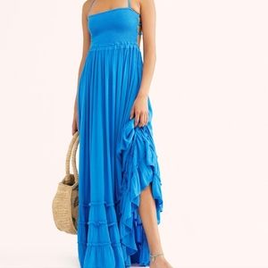 Free People NWT Medium Extratropical Maxi Dress Blue